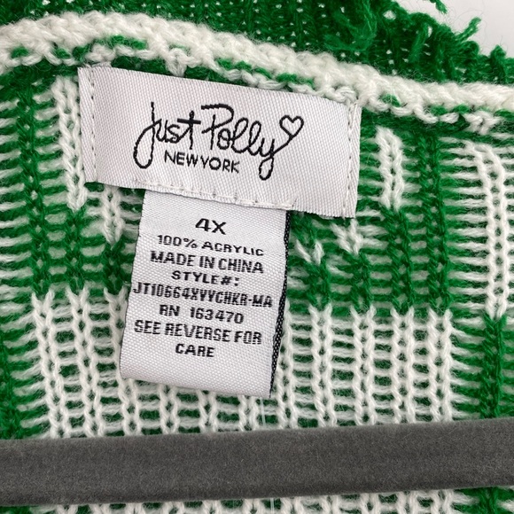 Just Polly Green Mini Yin Yang Destructed Sweater Size 4X Juniors - Picture 5 of 7